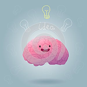 Brainstorm happy brain vector illustration