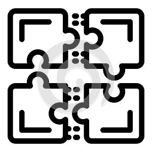 Brainstorm jigsaw puzzle icon outline vector. Finding cognitive creative solution
