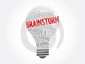 Brainstorm light bulb word cloud collage, concept background