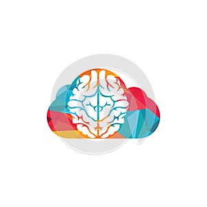 Cloud brain logo design vector icon. Digital brain logo.