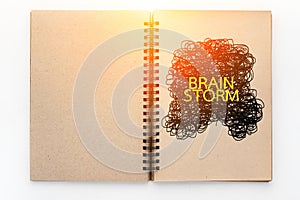 Brainstorm word on notebook