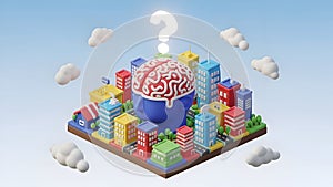 Brainstorming City Creative Thinking, Problem Solving Concept