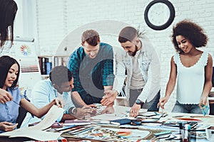 Brainstorming. Colors for Design. Different Races. photo