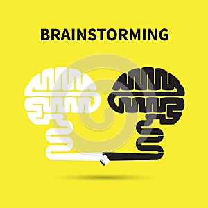 Brainstorming concept.Creative brain abstract vector logo design photo