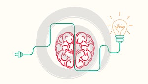 Brainstorming creative idea Concept,Innovation and solution,with Light bulb, brain, vector illustration.