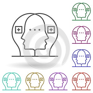 Brainstorming, face, idea multi color icon. Simple thin line, outline vector of growth hacking icons for ui and ux, website or