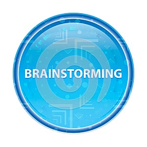 Brainstorming floral blue round button photo
