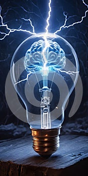 Brainstorming Ideas Illuminated in a Light Bulb AI Generated