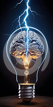 Brainstorming Ideas Illuminated in a Light Bulb AI Generated