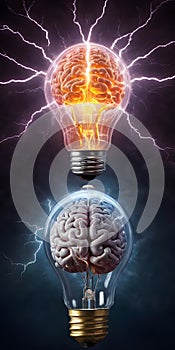 Brainstorming Ideas Illuminated in a Light Bulb AI Generated