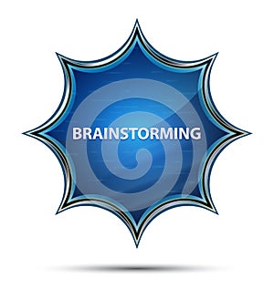 Brainstorming magical glassy sunburst blue button photo