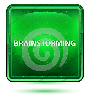 Brainstorming Neon Light Green Square Button photo