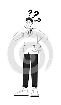 Brainstorming office worker bw concept vector spot illustration