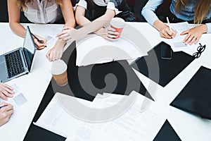 Brainstorming office workers deadline business