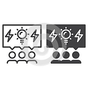 Brainstorming people line and solid icon, outline and filled vector sign, linear and full pictogram isolated on white.