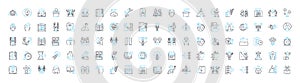 Brainstorming and productivity vector line icons set. Brainstorming, Productivity, Planning, Creativity, Ideas, Thinking
