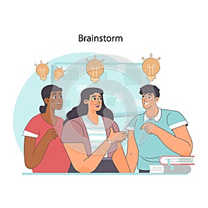 Brainstorming session concept. Flat vector illustration