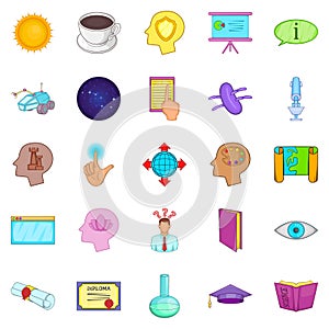 Brainwave icons set, cartoon style