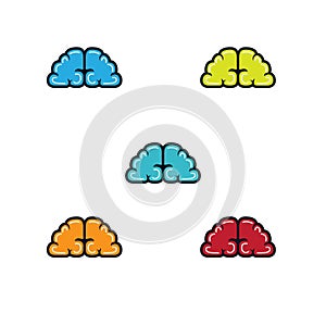 Brainy illustration full color abstract with outline