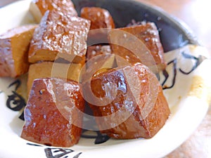 Braised bean curd closeup