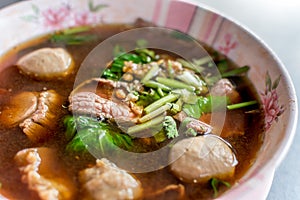 Braised beef clear with meat balls soup stew