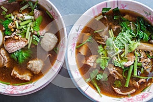 Braised beef clear with meat tendon ball soup stew