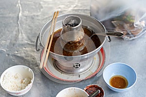 Braised beef clear with meat tendon soup stew