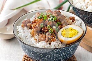 Braised meat over cooked rice, famous and delicious street food in Taiwan