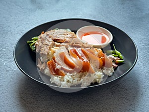 Braised pork leg with steamed rice