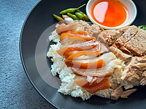 Braised pork leg with steamed rice