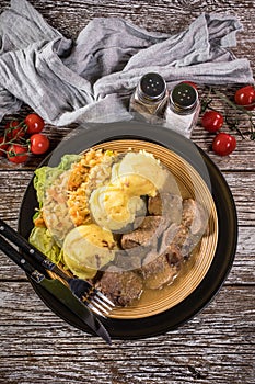 Braised pork tongues in horseradish sauce