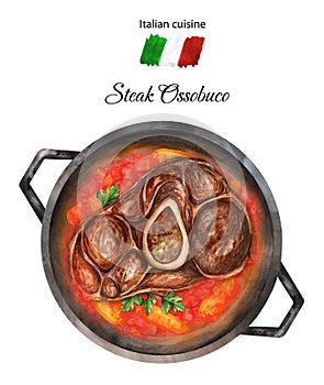 Braised veal steak Ossobuco alla Milanese with vegetable sauce