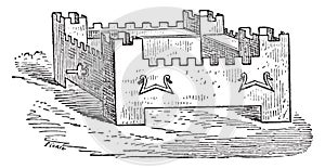 Braising shaped citadel, vintage engraving