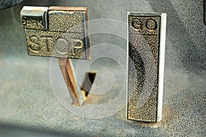 Brake and accelerator pedal for cars.