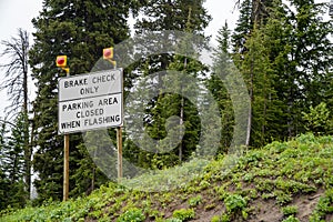 Brake check area only, parking area closed when flashing sign along Teton Pass. This is for truckers to test brakes on this steep