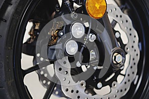 Brake disc on the front wheel of motorcycle