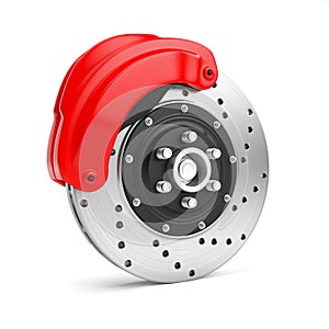 Brake disc on a white background