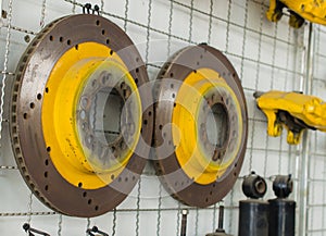 brake disks for car and rusty spare parts