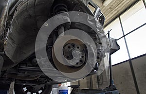 Brakes disks and shock absorbers of a car