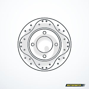 Car brake disc rotor icon. Vector illustration photo