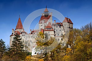 Bran Castle in autumn landscape