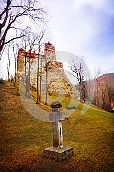 Bran Castle (Dracula castle) with cross tomb