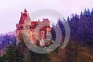 Bran Castle during sunset in Romania