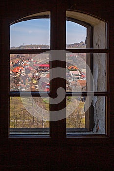 Bran Castle window to the village, Romania