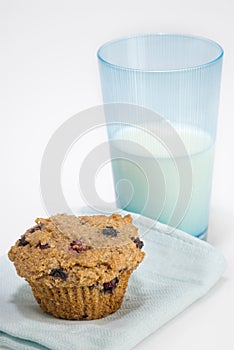 Bran muffin with glass of milk