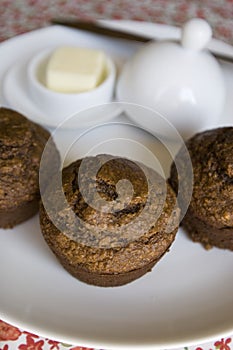 Bran muffins on plate