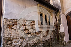 BRAN, ROMANIA: Drakula`s Castle. Interior yard of the Bran Castle, a national monument and landmark in Romania