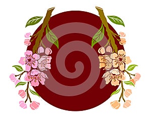 Branch of Cherry blossom on white.Vector illustration Sakura Flower,