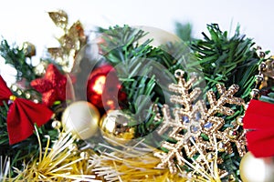 Branch of a Christmas tree with place for text