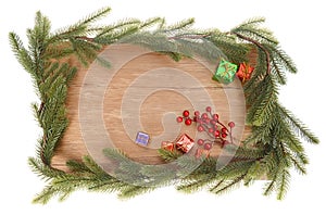 Branch of Christmas tree wooden